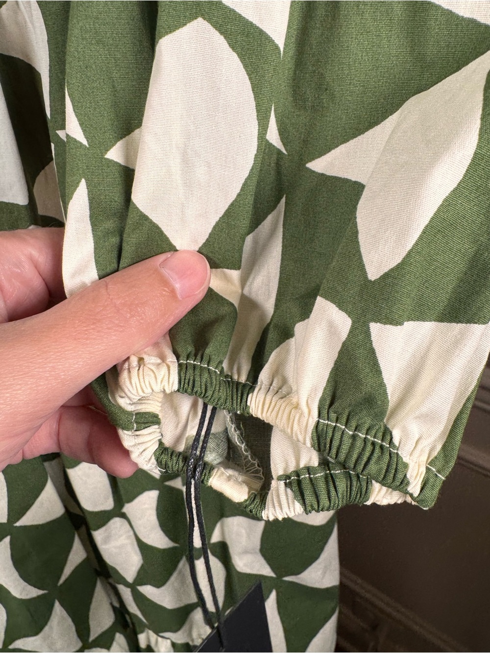 Rachel Zoe XL Green White Geometric Tiered Midi Shirt Dress NWT - Picture 5 of 6